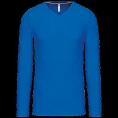 Camiseta de manga larga con cuello de pico Light Royal Blue 4XL