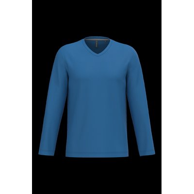 Camiseta de manga larga con cuello de pico Light Royal Blue L