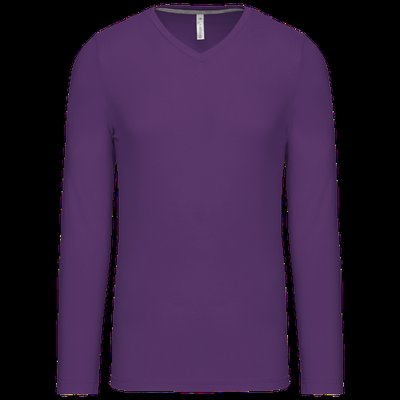 Camiseta de manga larga con cuello de pico Purple L