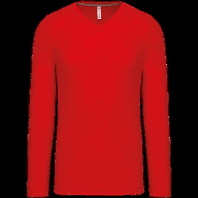 Camiseta de manga larga con cuello de pico Red 3XL