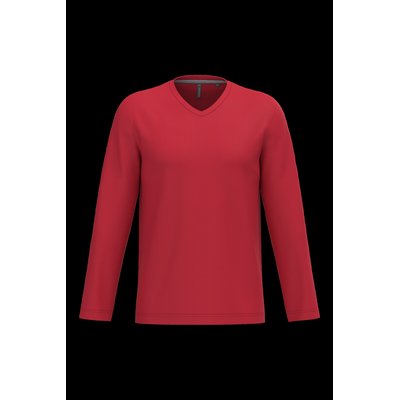 Camiseta de manga larga con cuello de pico Red S