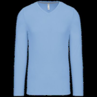 Camiseta de manga larga con cuello de pico Sky Blue 3XL