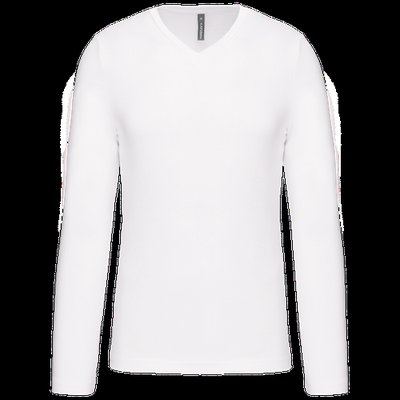 Camiseta de manga larga con cuello de pico White L