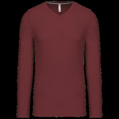 Camiseta de manga larga con cuello de pico Wine XXL