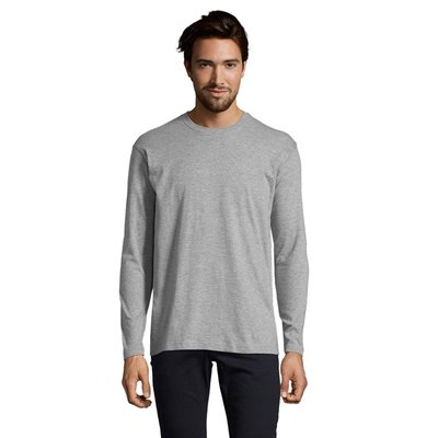 Camiseta Manga Larga Hombre 150g Gris Jaspeado 3Xl