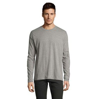 Camiseta Manga Larga Hombre Gris Jaspeado 3XL