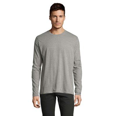 Camiseta Manga Larga Hombre Gris Jaspeado XL