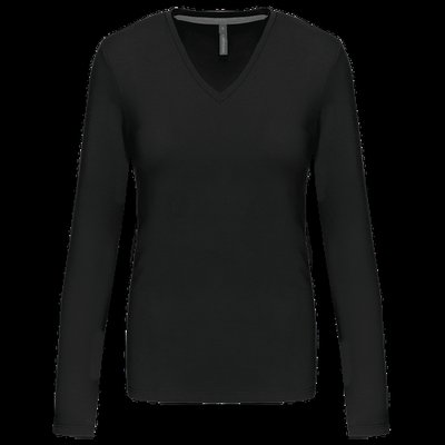 Camiseta manga larga mujer algodón entallada Black 3XL