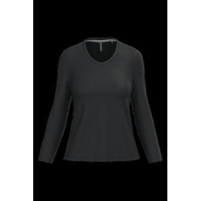 Camiseta manga larga mujer algodón entallada Black S