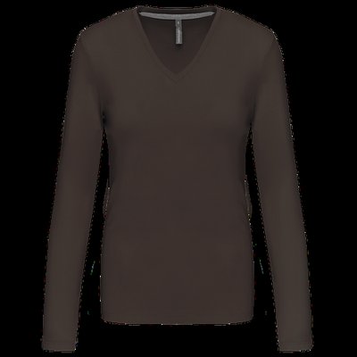 Camiseta manga larga mujer algodón entallada CHOCOLATE 3XL