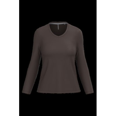 Camiseta manga larga mujer algodón entallada Chocolate Xxl