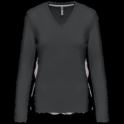 Camiseta manga larga mujer algodón entallada DARK GREY S