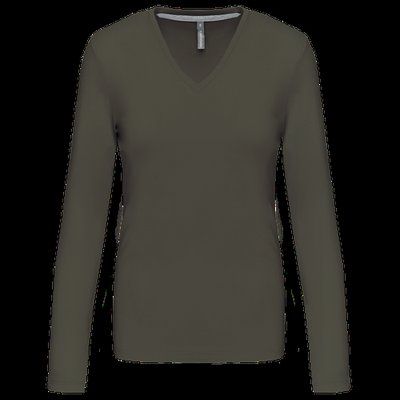 Camiseta manga larga mujer algodón entallada Dark Khaki M