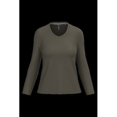 Camiseta manga larga mujer algodón entallada Dark Khaki S