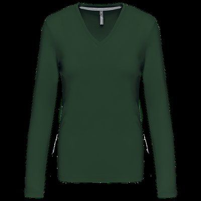 Camiseta manga larga mujer algodón entallada Forest Green XXL