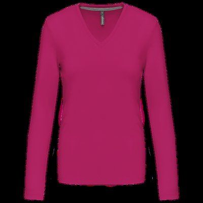 Camiseta manga larga mujer algodón entallada Fuchsia XL