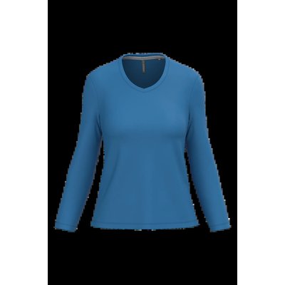 Camiseta manga larga mujer algodón entallada Light Royal Blue 3Xl