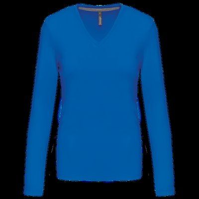 Camiseta manga larga mujer algodón entallada Light Royal Blue S