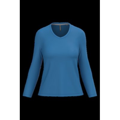 Camiseta manga larga mujer algodón entallada Light Royal Blue Xl