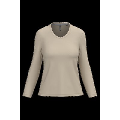 Camiseta manga larga mujer algodón entallada Light Sand L