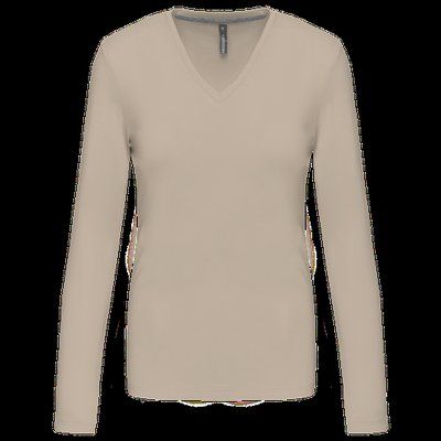 Camiseta manga larga mujer algodón entallada Light Sand M