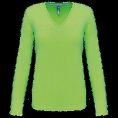 Camiseta manga larga mujer algodón entallada Lime S