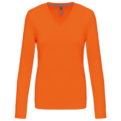 Camiseta manga larga mujer algodón entallada Orange M