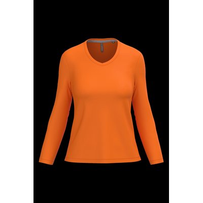 Camiseta manga larga mujer algodón entallada Orange S