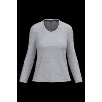 Camiseta manga larga mujer algodón entallada Oxford Grey L