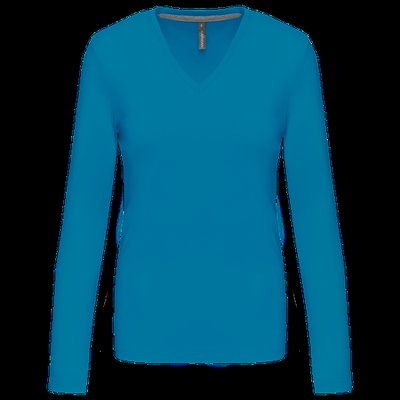 Camiseta manga larga mujer algodón entallada Tropical Blue 3XL