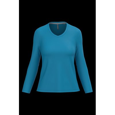 Camiseta manga larga mujer algodón entallada Tropical Blue Xl