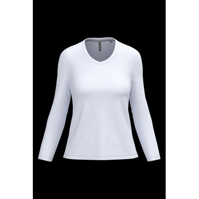 Camiseta manga larga mujer algodón entallada White 3Xl