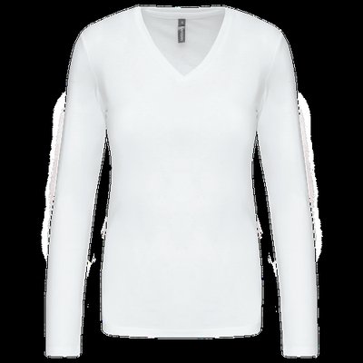 Camiseta manga larga mujer algodón entallada White L