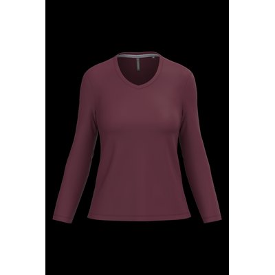 Camiseta manga larga mujer algodón entallada Wine L