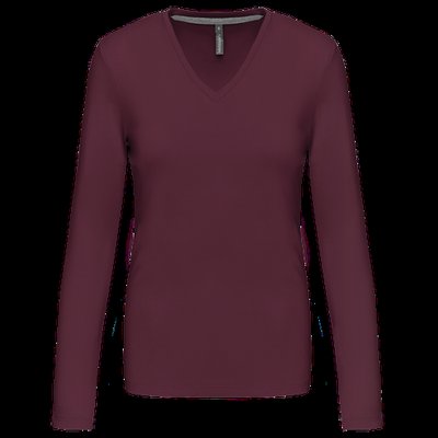 Camiseta manga larga mujer algodón entallada Wine M