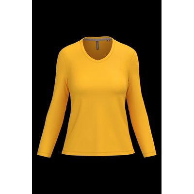 Camiseta manga larga mujer algodón entallada Yellow L