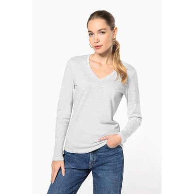 Camiseta manga larga mujer algodón entallada