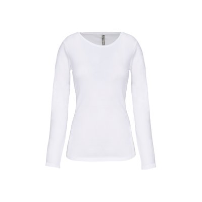 Camiseta manga larga mujer y cuello redondo White S