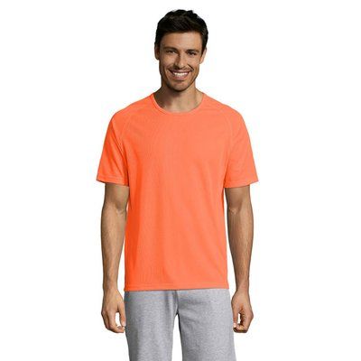 Camiseta Manga Raglán Transpirable Naranja Neón 3XL