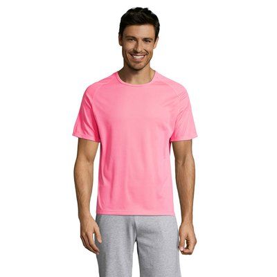 Camiseta Manga Raglán Transpirable Rosa Neón 2 L