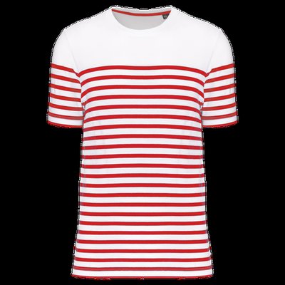 Camiseta marinera de algodón para hombre White / Red Stripe XXL
