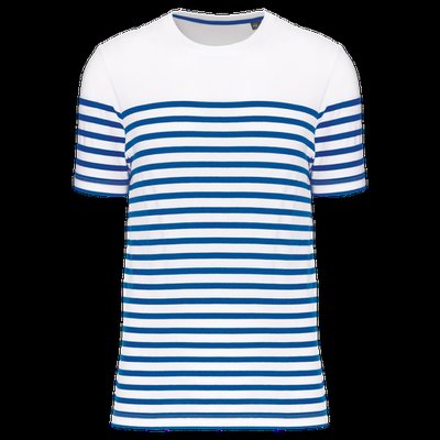 Camiseta marinera de algodón para hombre White / Royal Blue Stripe 3XL