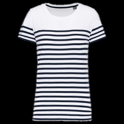 Camiseta marinera Corte recto White / Navy Stripes M