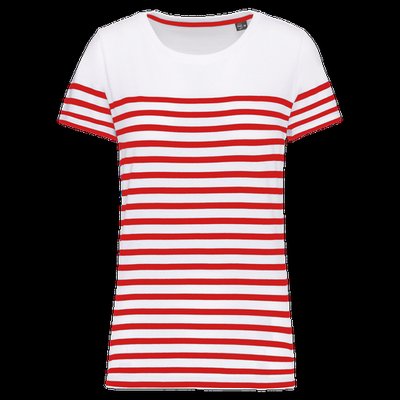 Camiseta marinera Corte recto White / Red Stripe S
