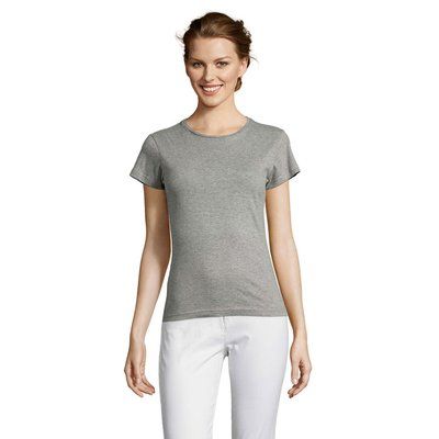 Camiseta Mujer 150g Algodón Gris Jaspeado M