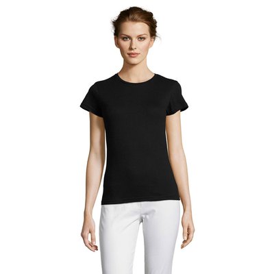 Camiseta Mujer 150g Algodón Negro Profundo S