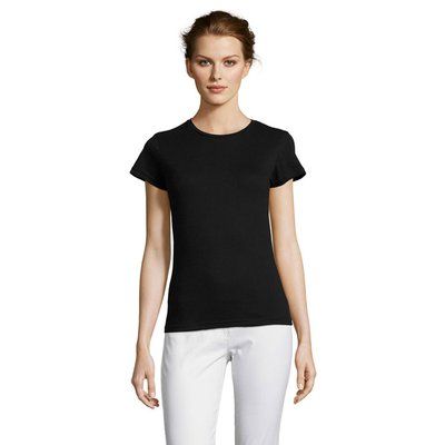 Camiseta Mujer 150g Algodón Negro Profundo XXL