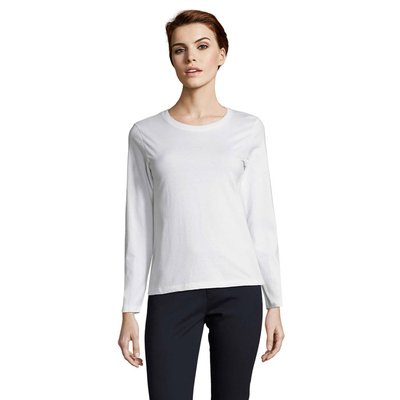 Camiseta Mujer Ajustada Manga Larga 190g Blanco M
