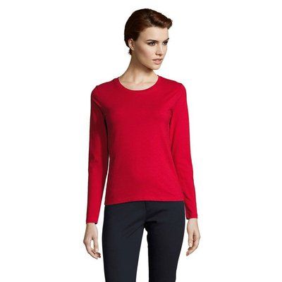 Camiseta Mujer Ajustada Manga Larga 190g Rojo S