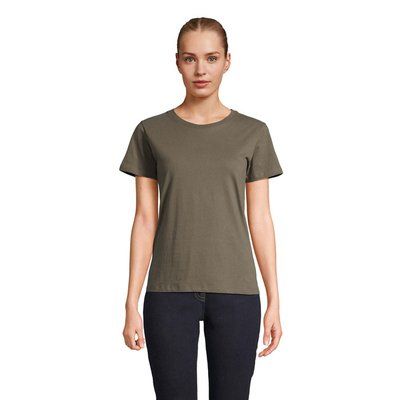 Camiseta Mujer Algodón Corte Entallado Army L